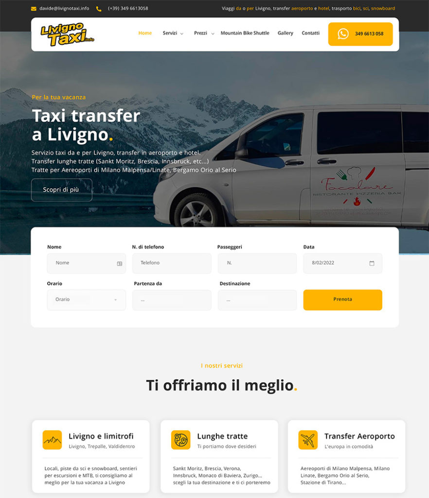Web Design Sito Web html Livigno Taxi